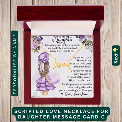 "To My Daughter, Granddaughter, and Daughter-in-Law" – With Love and Pride, Necklace With Personalized Message Card