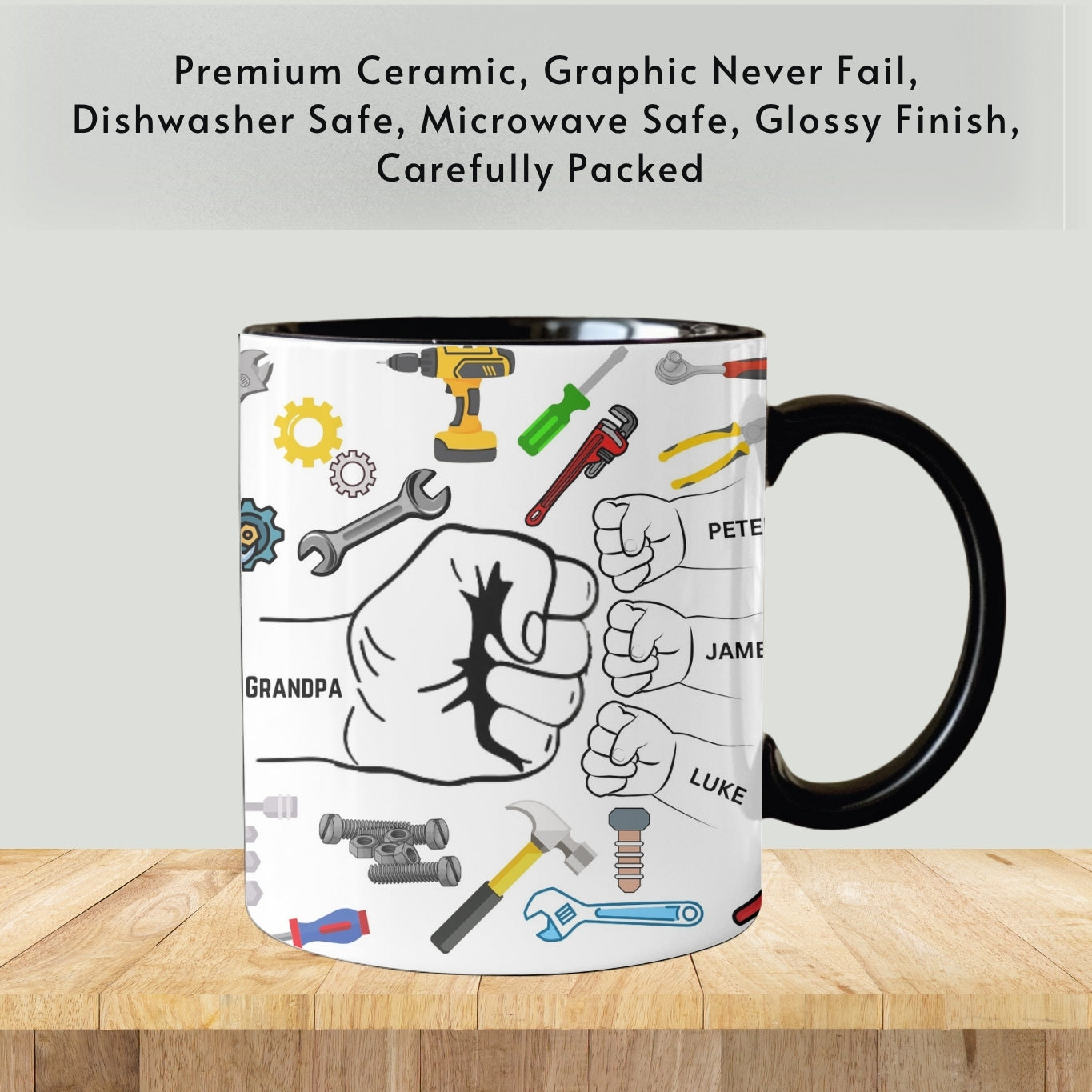 Grandpa Mug, Personalized Grandpa Cup, Custom Grandpa Gifts from Grandkids Names Grandchildren, Grandfather Birthday Fathers Day Gift