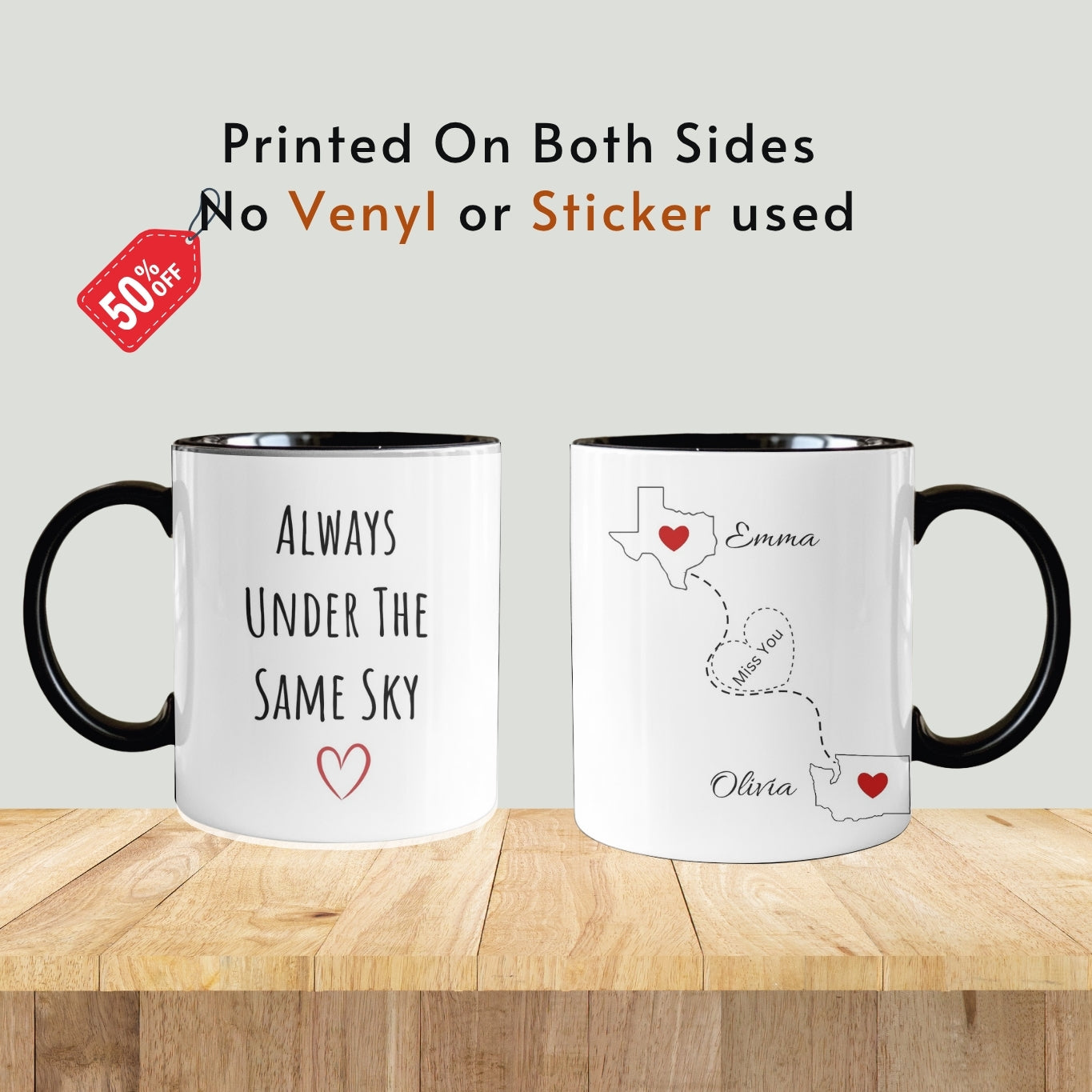 Long Distance Friend Mug, Personalized Long Distance Friend Gift for Best Friends Birthday Gifts, Custom Bestie Friendship Coffee Cup