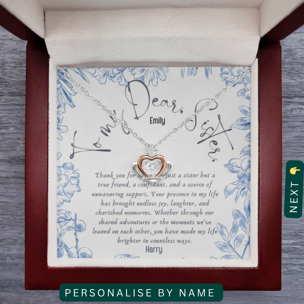 To My Incredible Sister" – Thank You for Always Being There, Necklace With Message Card