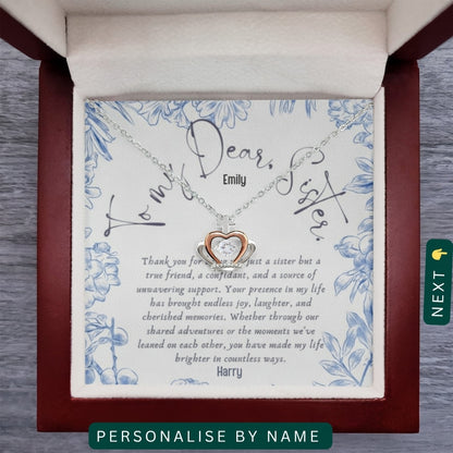 To My Incredible Sister" – Thank You for Always Being There, Necklace With Message Card