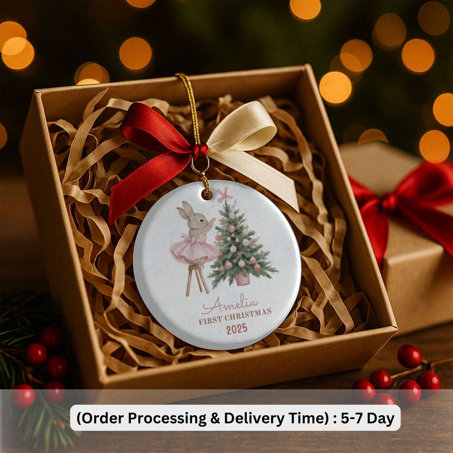 Baby Girl First Christmas Ornament, Personalized Baby Christmas Ornament, Baby's First Christmas, Christmas Keepsake, Custom Baby Ornament