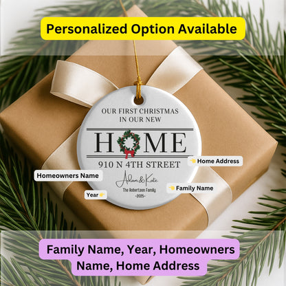 New Home Ornament - New Home Christmas Ornament 2025 - Realtor Closing Gift - Wreath New House Ornament