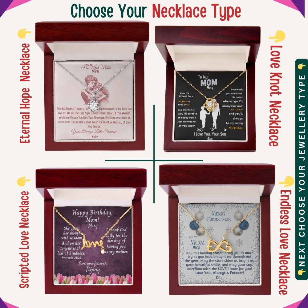 "To My Dearest Mom" – You Are My Everything, Necklace With Personalized Message Card