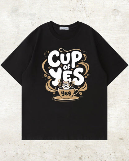 Cup of Yes Unisex Coffeelover Oversized Boxy Tshirt