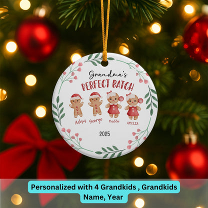 Custom Grandma Christmas Ornament, Personalized 2025 Ornament, Grandkids Names, Keepsake Gift, Perfect Batch Grandma Ornament With Grandkids