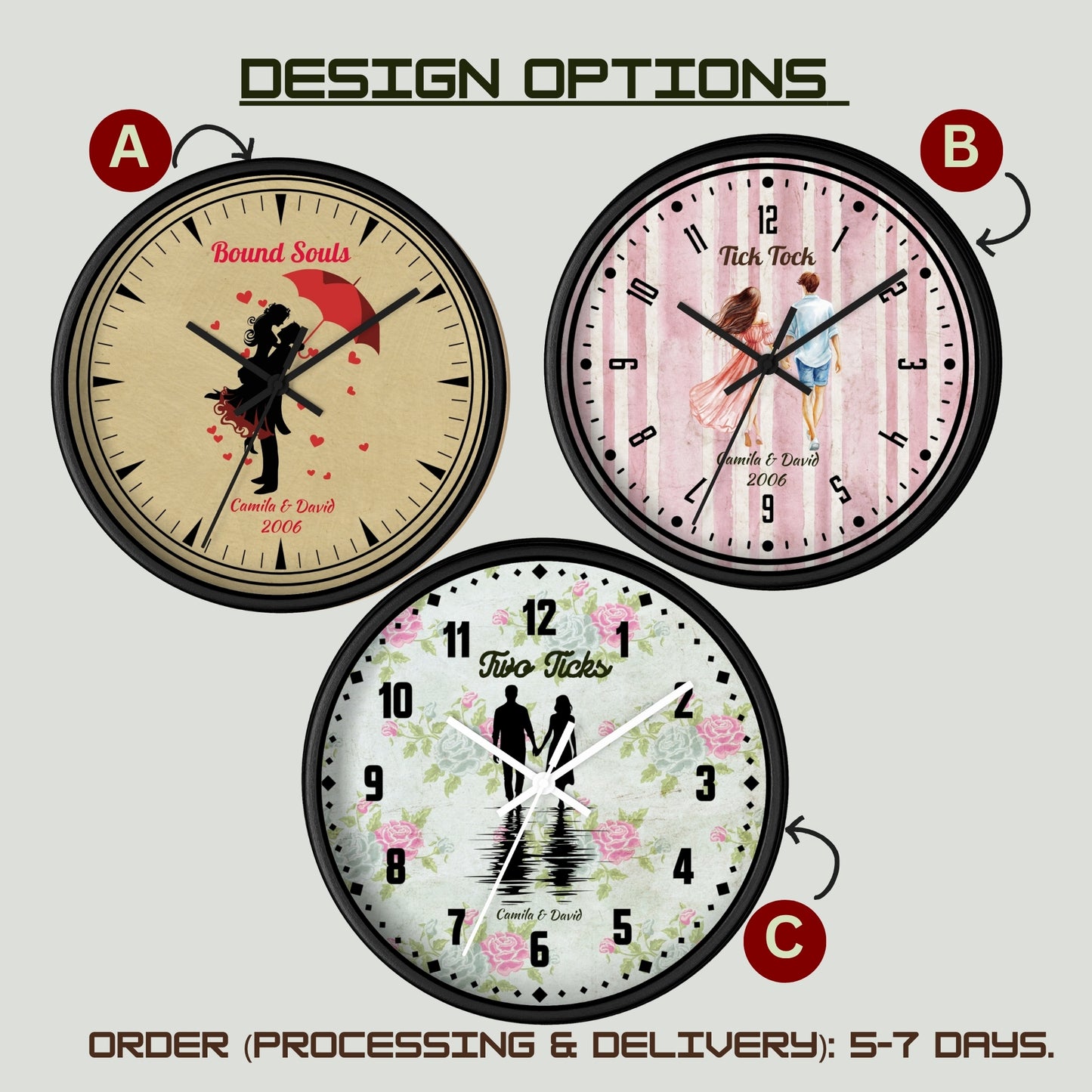 Personalized Anniversary Gift for Couple | Custom Wedding Gift for Him and Her | Engraved First Anniversary Present | Unique Wall Clock