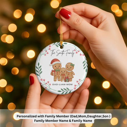 Personalized Family Ornament, Christmas Gift For Family, Family With Names,Christmas Ornament, Custom Family Gift, Custom Gingerbread Family