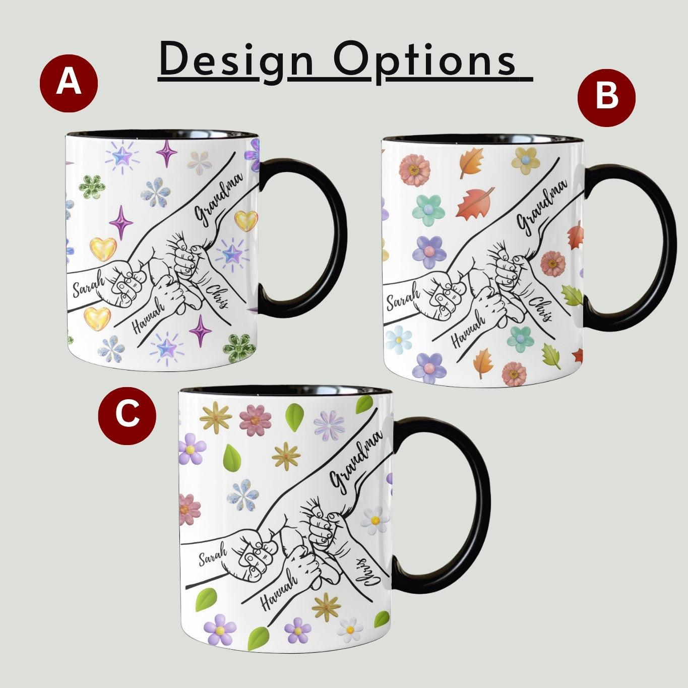 Grandma Mug, Personalized Grandma Cup, Custom Grandma Gifts from Grandkids Names Grandchildren, Grandmother Birthday Mothers Day Gift