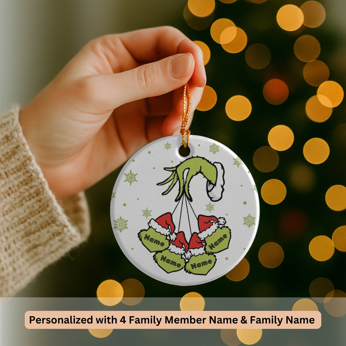 Personalized Family Ornament, Christmas Gift For Family, Family With Names, Christmas Ornament, Custom Family Gift, Grinch Ornament