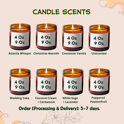 Wedding Any Year Anniversary Candle Gift for Couple - Personalized Scented Candle for her - Unique Wax Anniversary candle for him