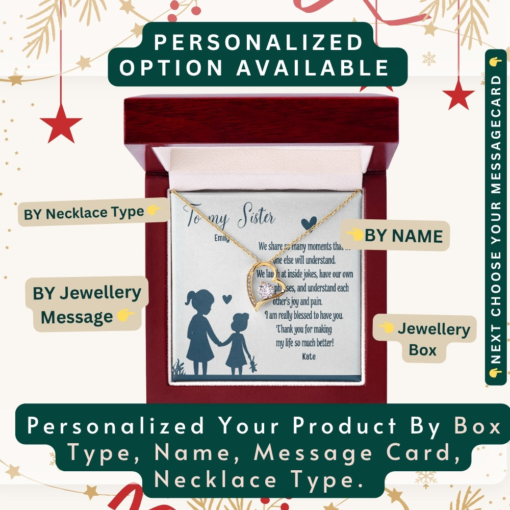 To My Incredible Sister" – Thank You for Always Being There, Necklace With Message Card