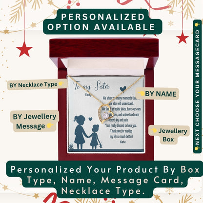 To My Incredible Sister" – Thank You for Always Being There, Necklace With Message Card