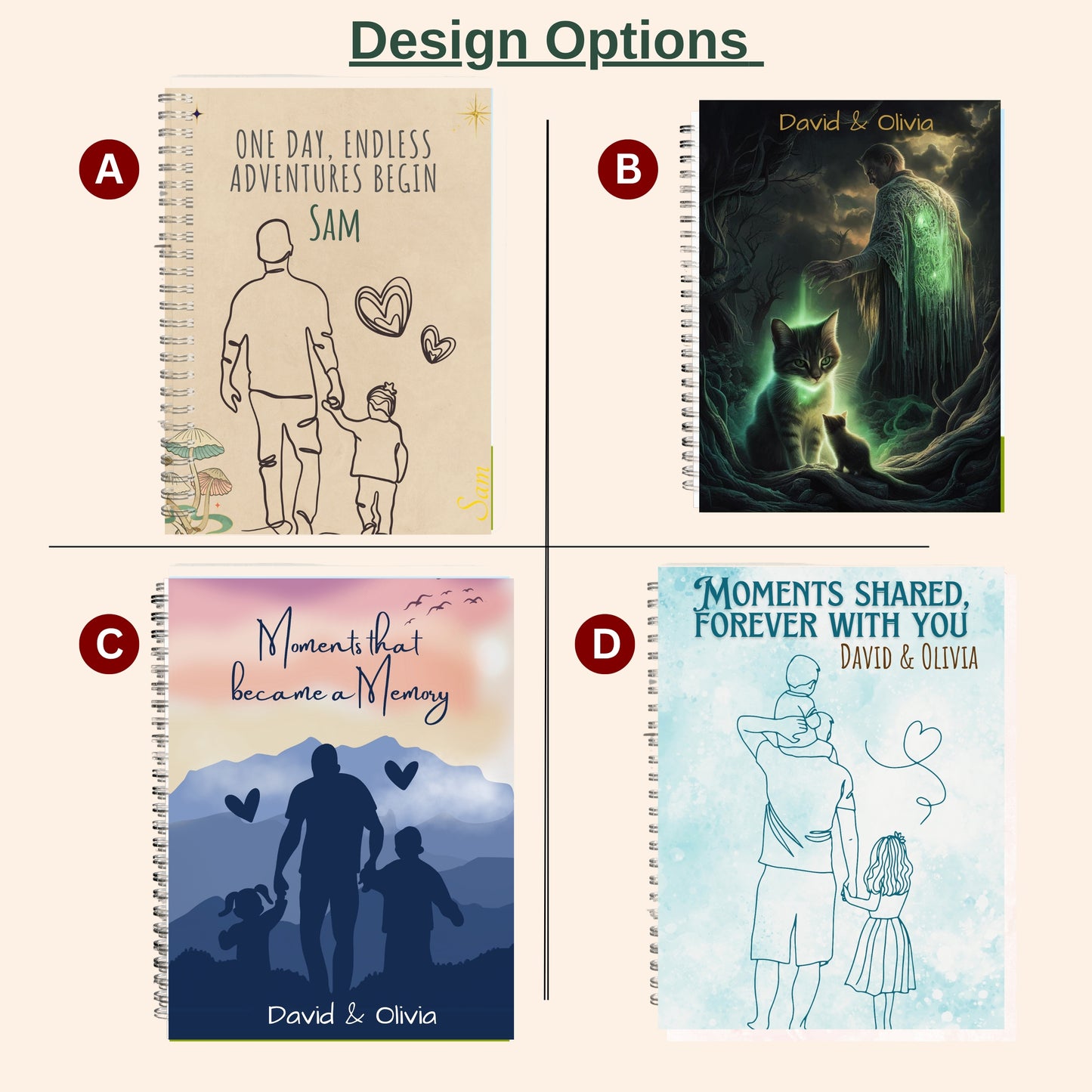 Custom Spiral Notebook, Personalized Name Journal, Floral Diary, Daily Gratitude Journal, Unique Gift for Dad, Father’s Day Present