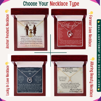 "To my Daughter,GrandDaughter,Daughter In Law" - You Are My Heart and My Happiness, Necklace With Personalized Message Cards.