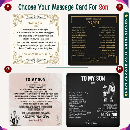"To My Brave Son" – Accessories With Personalized Message Card