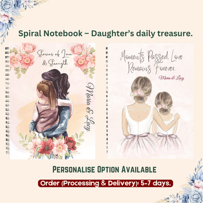 Personalized Spiral Notebook, Custom Name Journal, Floral Diary, Gratitude Journal, Personalized Gift for Daughter Niece or Cousin