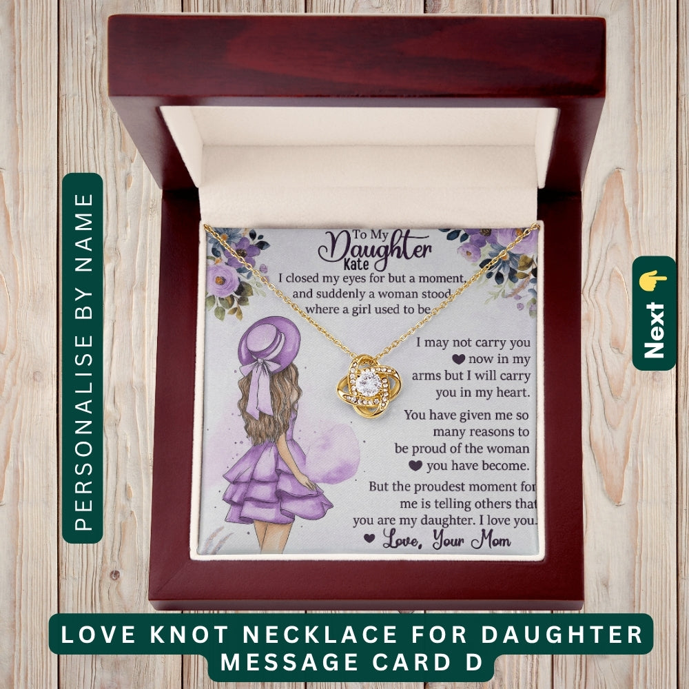 "To my Daughter,GrandDaughter,Daughter In Law" - You Are My Heart and My Happiness, Necklace With Personalized Message Cards.