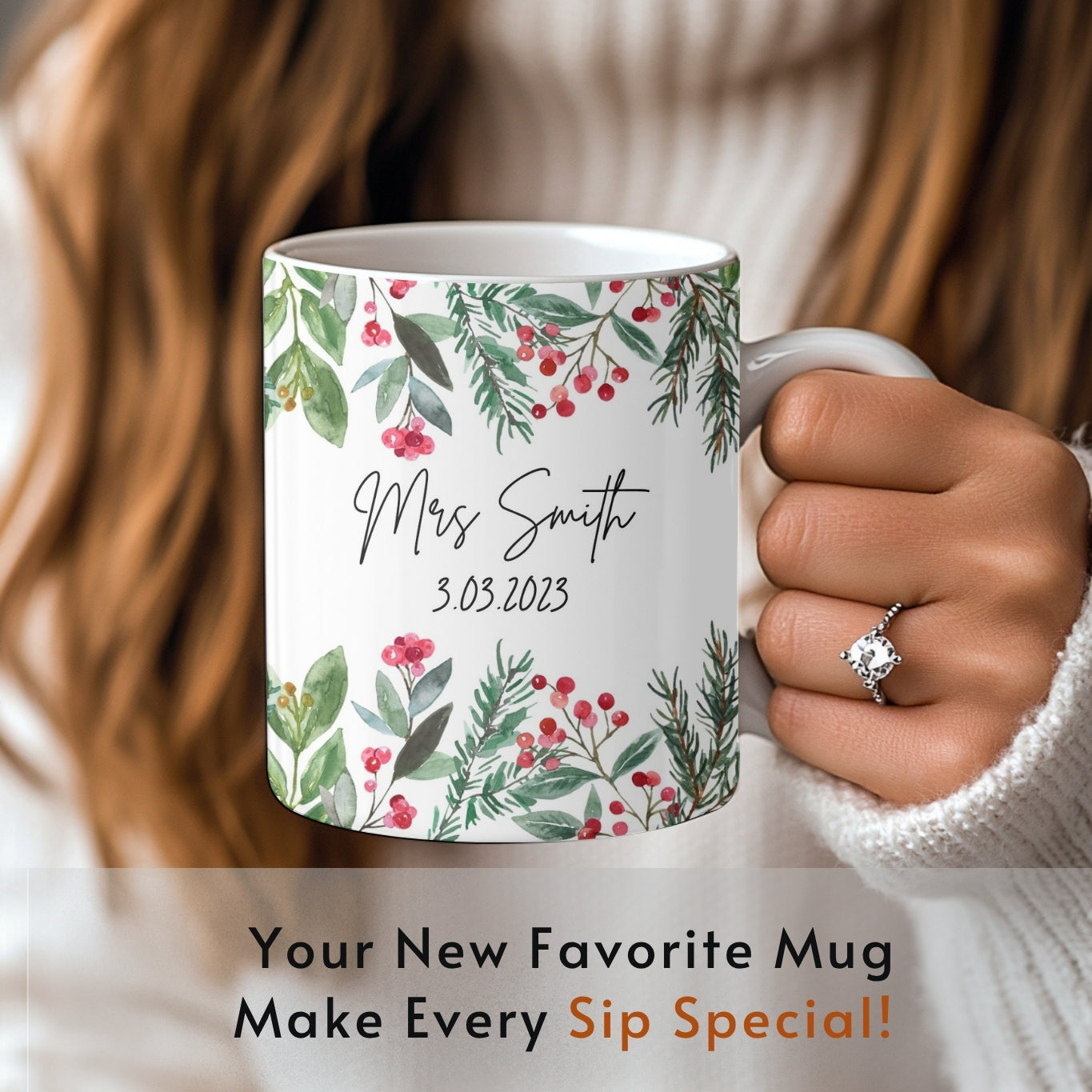 Personalised Wedding gift Mr & Mrs Bride Groom Just Married Gift Mug Greenery Wreath Gift set Ceramic Mug Tea mug coffee Mug Gift mug