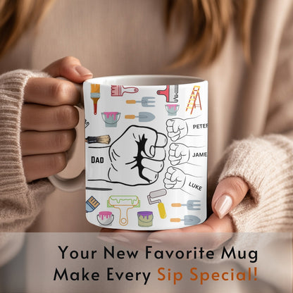 Personalized Dad Mug, Custom Dad Coffee Cup, Dad Gifts with Kids Names, Daddy Birthday Fathers Day Gifts for Dad Present from Children