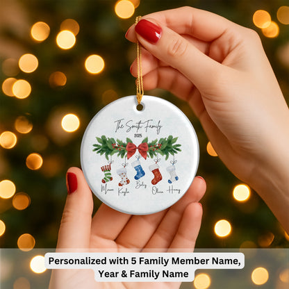 Personalized Family Ornament, Christmas Gift For Family, Family With Names, Christmas Ornament, Socks Ornament, Custom Family Gift