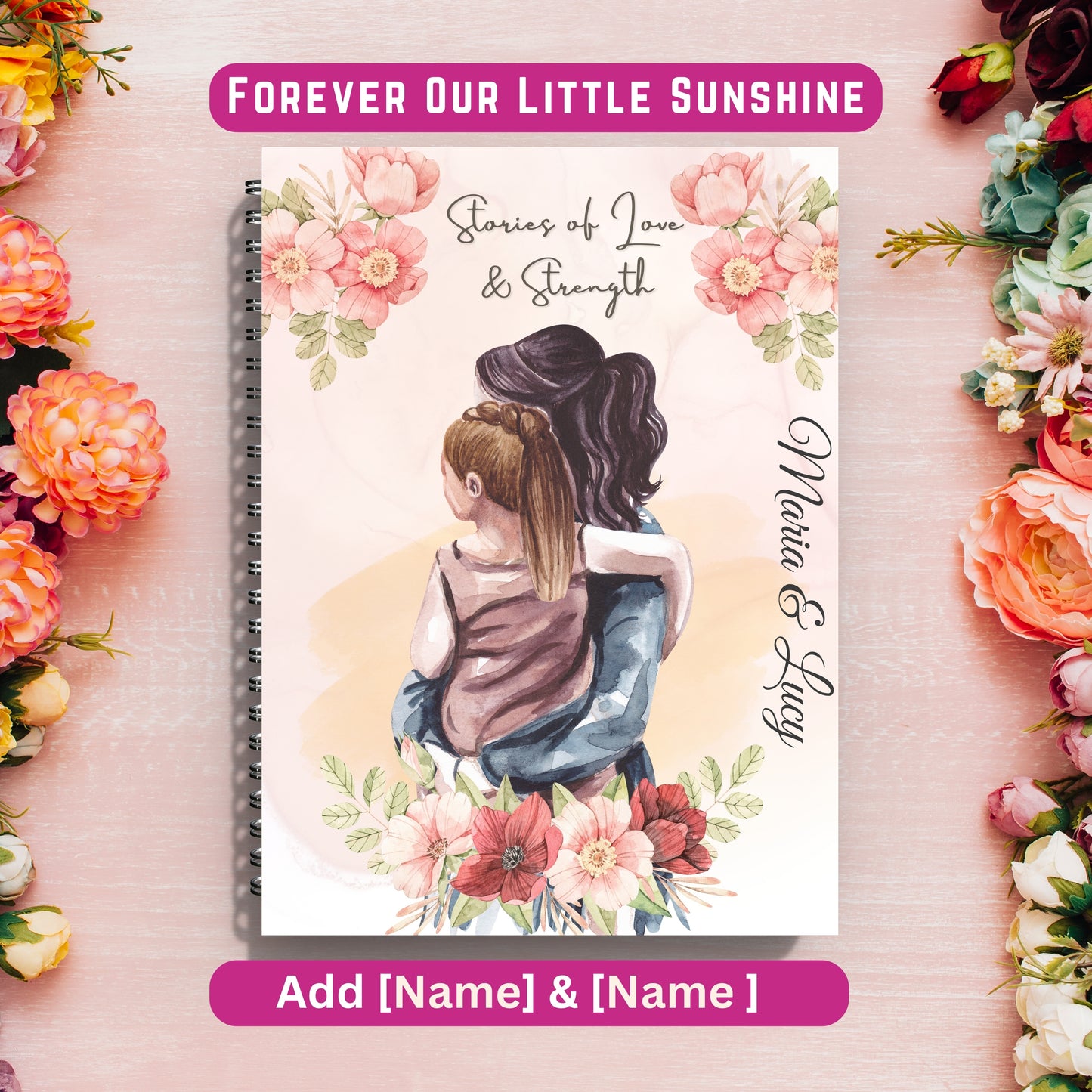 Personalized Spiral Notebook, Custom Name Journal, Floral Diary, Gratitude Journal, Personalized Gift for Daughter Niece or Cousin