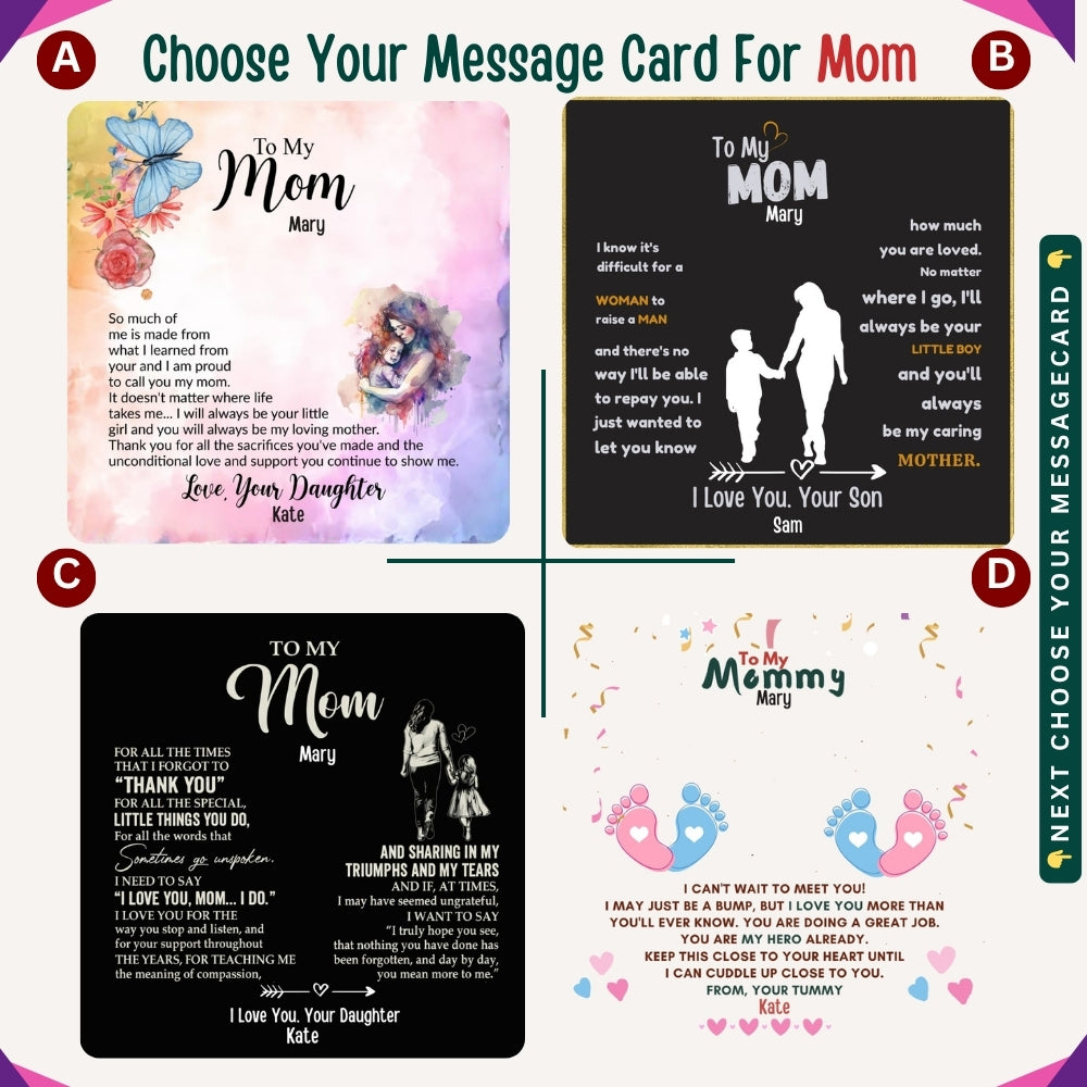 "To My Beloved Mom" – With Endless Love, Necklace With Personalized Message Card