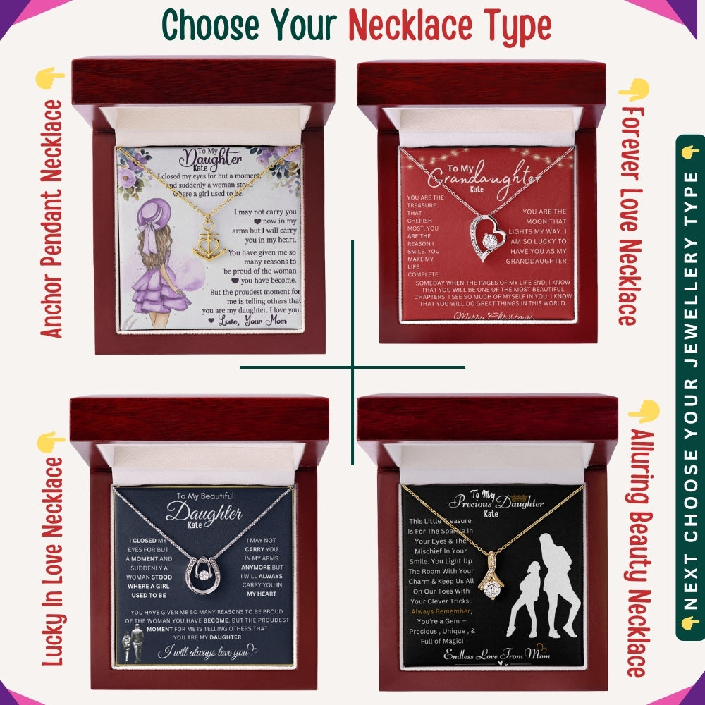 "To My Daughter, Granddaughter, and Daughter-in-Law" – With Love and Pride, Necklace With Personalized Message Card