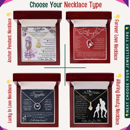 "To My Daughter, Granddaughter, and Daughter-in-Law" – With Love and Pride, Necklace With Personalized Message Card