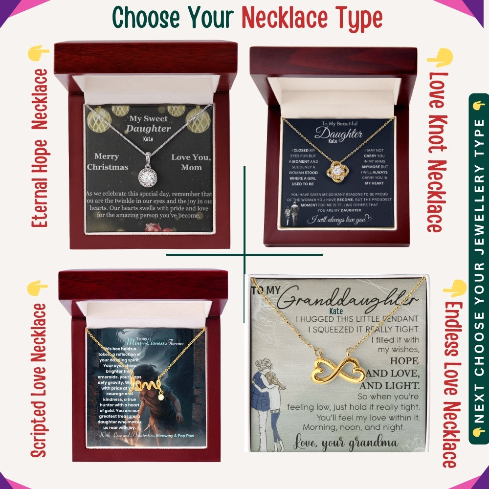"To My Daughter, Granddaughter & Daughter-in-Law," – A Gift from the Heart, Necklace With Personalized Message Card