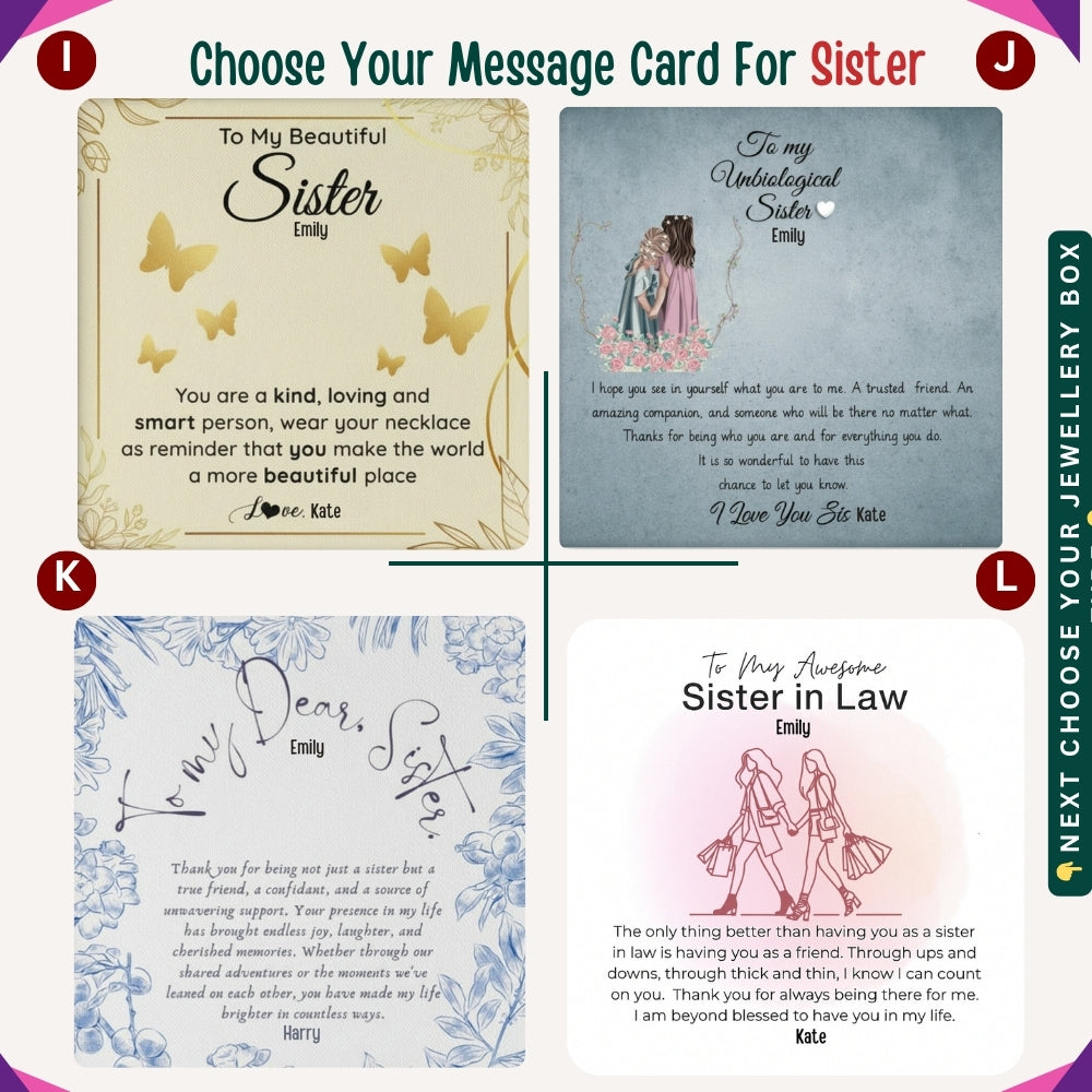 To My Incredible Sister" – Thank You for Always Being There, Necklace With Message Card