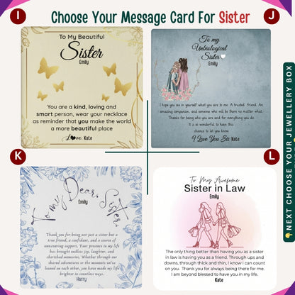 To My Incredible Sister" – Thank You for Always Being There, Necklace With Message Card