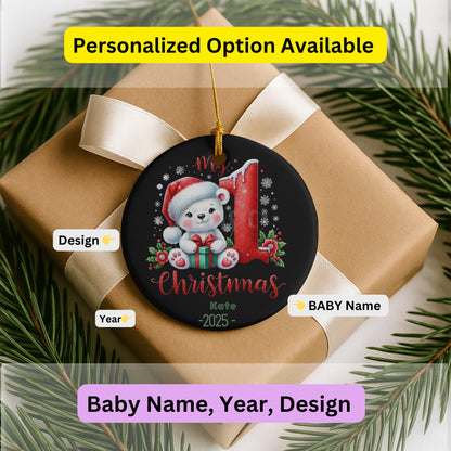 Babys First Christmas Ornament 2025, Personalized First Christmas Girl, Baby xmas Bauble Baby Shower Gift, 1st Christmas Boy Newborn Gift