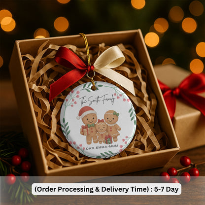 Personalized Family Ornament, Christmas Gift For Family, Family With Names,Christmas Ornament, Custom Family Gift, Custom Gingerbread Family