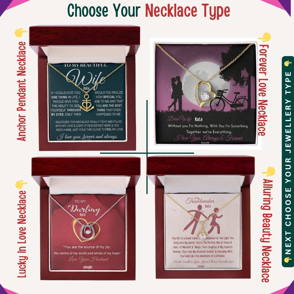 "To My Loving Wife" – Forever in My Heart, Necklace With Personalized Message Card