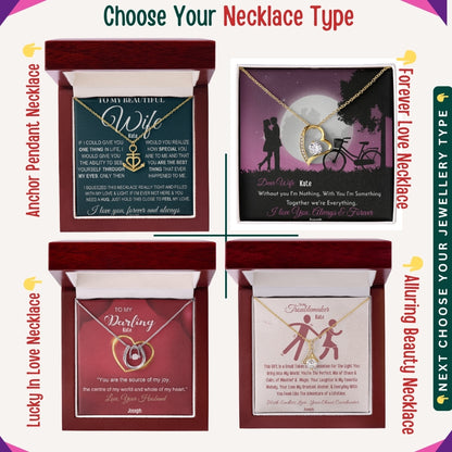 "To My Loving Wife" – Forever in My Heart, Necklace With Personalized Message Card