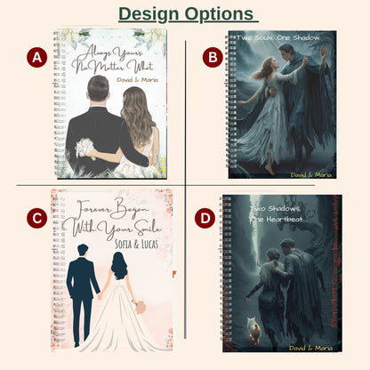 Custom Couple’s Spiral Notebook – Personalized Name Journal,Valentine’s Day Gift for Husband Wife,Wedding Engagement Anniversary Memory Book