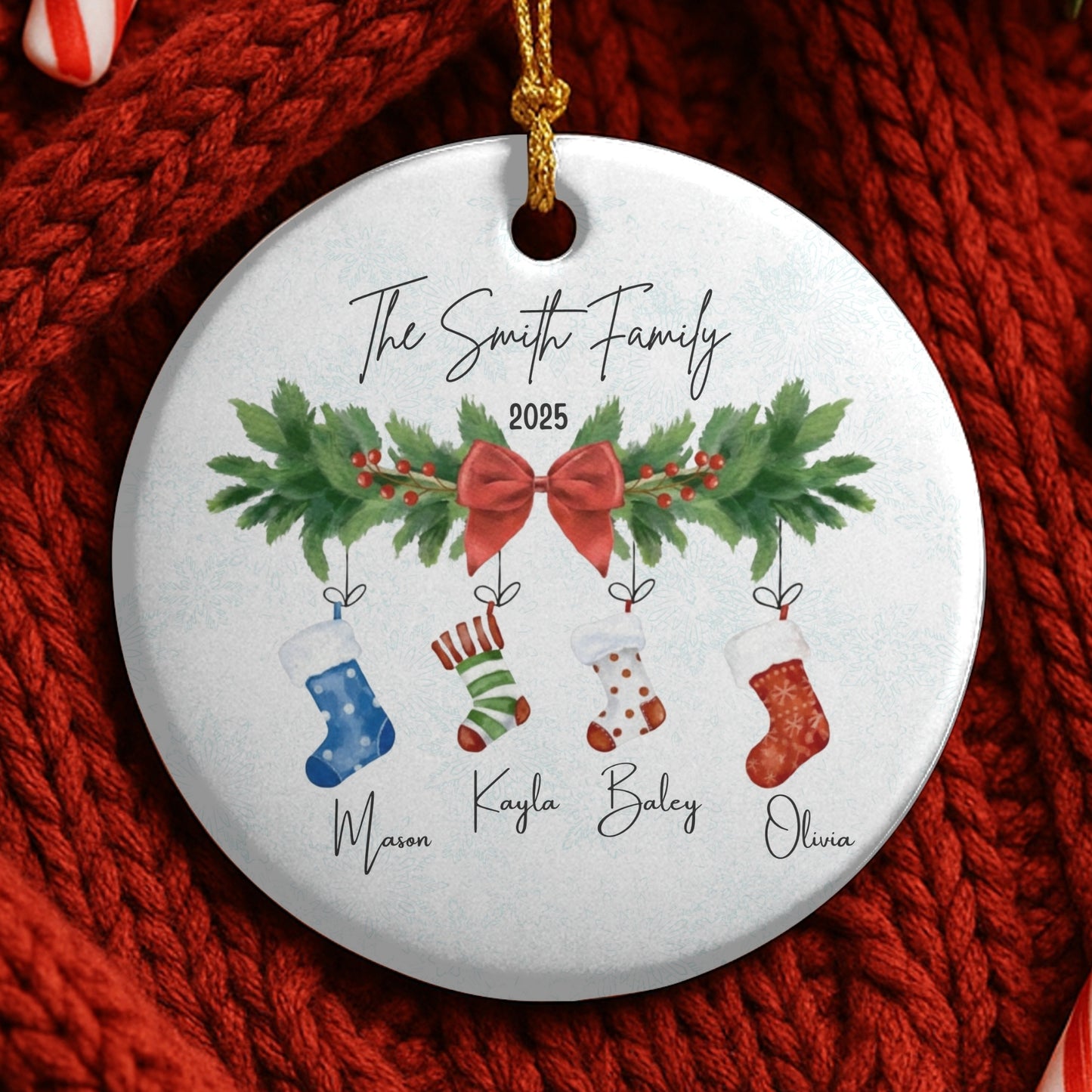 Personalized Family Ornament, Christmas Gift For Family, Family With Names, Christmas Ornament, Socks Ornament, Custom Family Gift