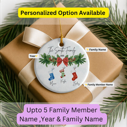 Personalized Family Ornament, Christmas Gift For Family, Family With Names, Christmas Ornament, Socks Ornament, Custom Family Gift