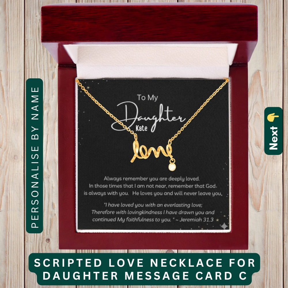 "To my Daughter, Daughter In Law, GrandDaughter" - You Are Strong, Smart, and Loved Beyond Words, Necklace With Personalized Message Card.