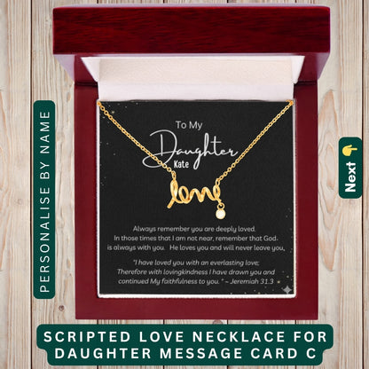 "To my Daughter, Daughter In Law, GrandDaughter" - You Are Strong, Smart, and Loved Beyond Words, Necklace With Personalized Message Card.