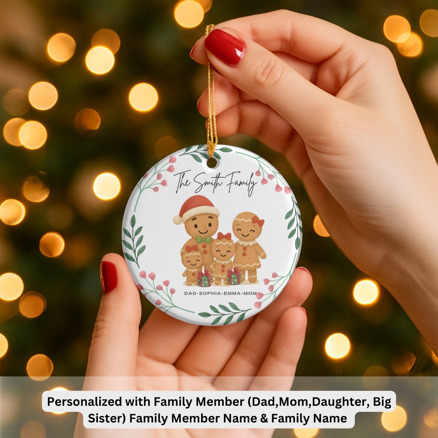 Personalized Family Ornament, Christmas Gift For Family, Family With Names,Christmas Ornament, Custom Family Gift, Custom Gingerbread Family