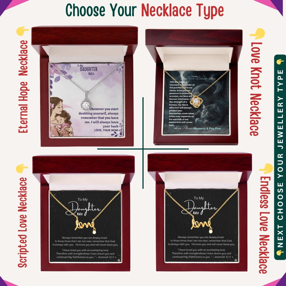 "To my Daughter, Daughter In Law, GrandDaughter" - You Are Strong, Smart, and Loved Beyond Words, Necklace With Personalized Message Card.