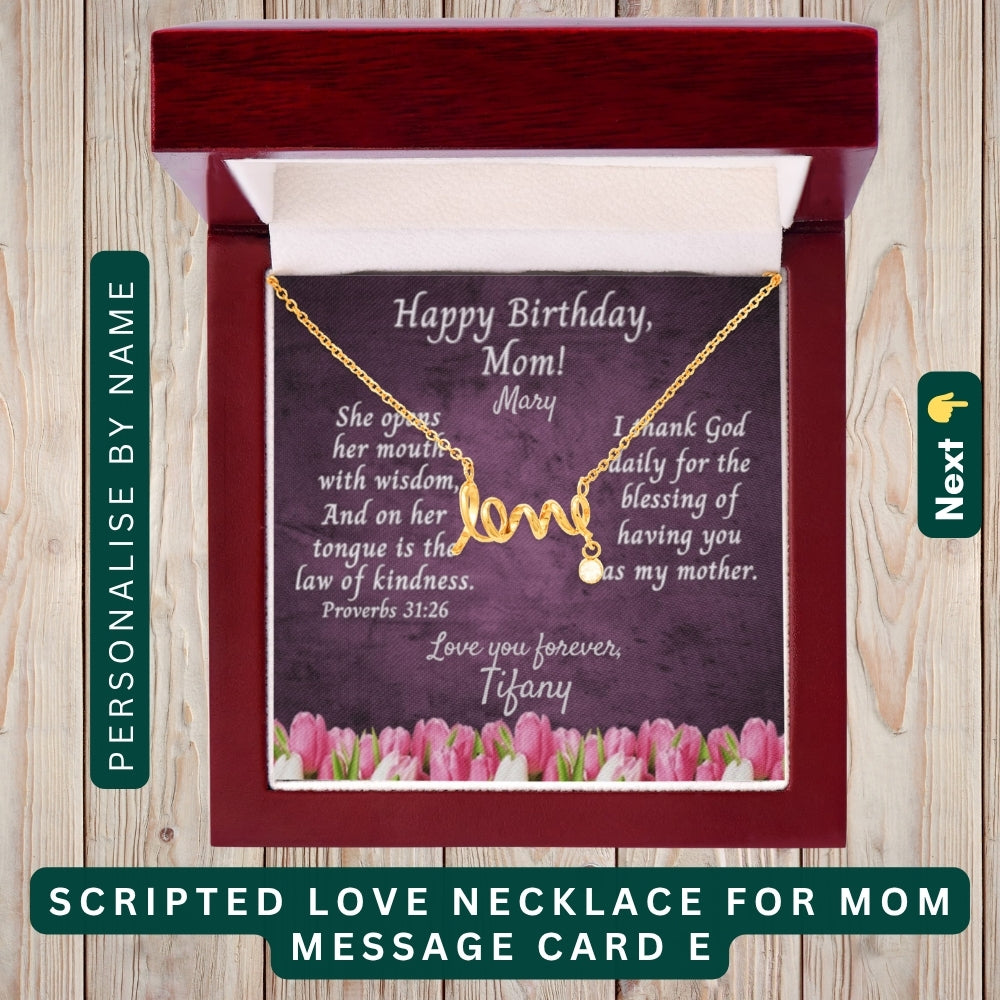 "To My Beloved Mom" – With Endless Love, Necklace With Personalized Message Card