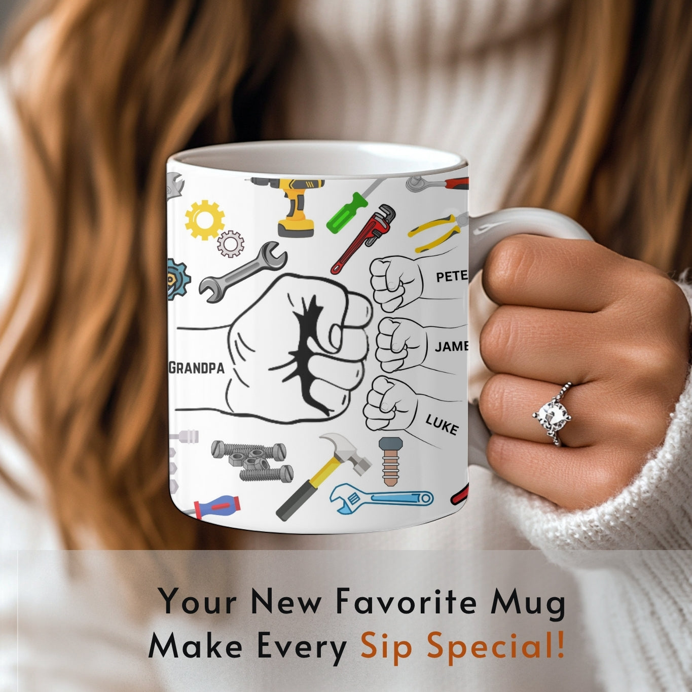 Grandpa Mug, Personalized Grandpa Cup, Custom Grandpa Gifts from Grandkids Names Grandchildren, Grandfather Birthday Fathers Day Gift