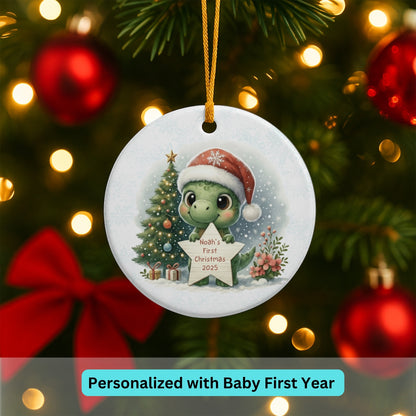 Baby T-Rex Christmas Ornament Baby Dinosaur Ornament Baby's First Christmas 2025 Name Ornament Personalized Dinosaur Gift