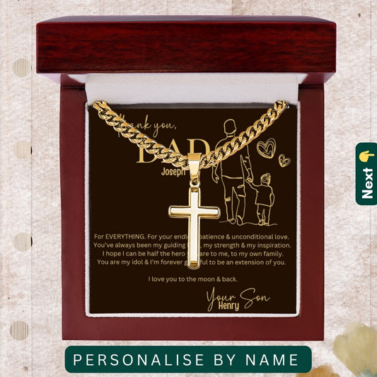 To My Amazing Dad" – You Are My First Hero and Forever Inspiration, Necklace With Personalized Message Card