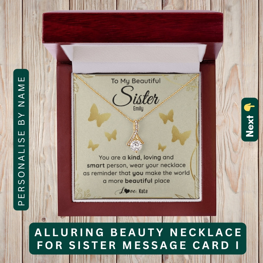 To My Incredible Sister" – Thank You for Always Being There, Necklace With Message Card