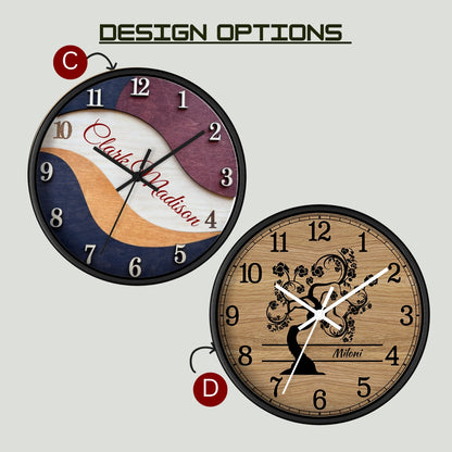 Personalized Dance Wall Clock – Custom Name Wooden Clock with Ballerina Silhouette, Roman Numerals – Gift for Daughter, Dancer, Birthday